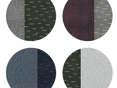Round Rugs With Various Two Tone Designs And Colorful Patterns For Home Spaces 3d model