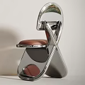 POLIFORM Modern Dining Chairs With Pink Leather Seat And Chrome Cross Leg Frame Design