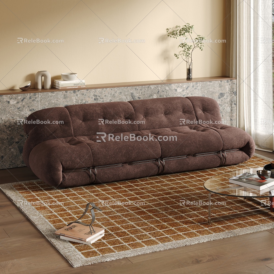 Sofa sofa Minotti multi-person sofa sofa three-person sofa 3d model