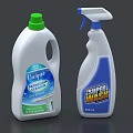 Household Cleaning Supplies With Bathroom Cleaner And Multi Purpose Spray Bottles
