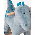 Gray Plush Rocking Horse Doll With Blue Accents And Wooden Rocking Base