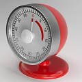 Red Silver Kitchen Timer With Dial For Cooking And Baking As Daily Electrical Appliance 3d model