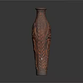 Elegant Red Ceramic Vase With Intricate Floral Carvings And Classic Design