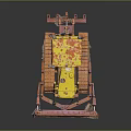Yellow Rusty Bulldozer With Metal Blade Tracks And Vintage Construction Look