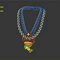 Golden Multi Strand Braided Chain Necklace Featuring Egyptian Style Pendant