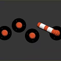 Orange and White Striped Traffic Bollards with Upright and Curved Shapes and Black Bases