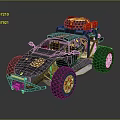 Functional Off road Vehicle With Large Tires And Roof Gear