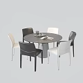 Modern Round Dining Table With Black And White Chairs Set For Dining Area 3d model