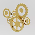Industrial Equipment With Precision Engineered Golden Interlocking Gears And Mechanical Components