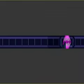 Cartoon Scene Of Futuristic Sci Fi Corridor With Purple Lighting Symmetric Structures And Blue Floor