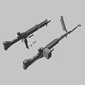 Tactical Military Weapons With Machine Gun Rifle Ammunition Belt And Green Ammo Box