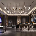 Modern KTV Interior Design With Chandeliers Sofas Bar Counter And Decorative Walls