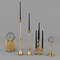 Stylish Candle Lamps With Golden Metal Bases Black Candles And Decorative Sphere Designs