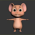 Cute Pink Mouse Game And Movie Character With Big Eyes Standing Arms Outstretched