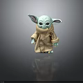 Green Skinned Cute Creature with Large Ears Wearing Brown Robe 3d model