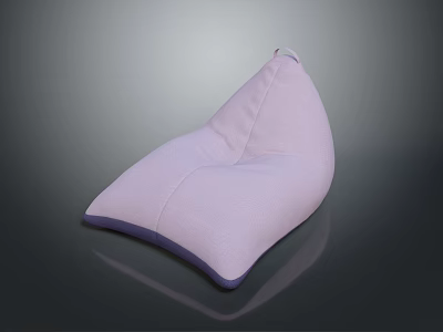Comfortable Light Pink Bean Bag Chair With Dark Purple Edge Fabric Indoor 3d model