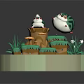 Frog Balloon Game Environment Game Scene Fairy Tale Magic Scene 3d model