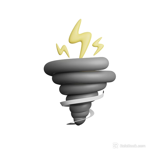 Decorative Ornament Set with Spiral Shape Design and Yellow Lightning Accents for Modern Home Decor 3d model 