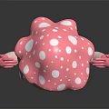 Pink Mushroom Character With White Spots Long Hair Pink Gloves And Closed Eyes