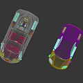 Two Stylish Sports Cars Silver And Red Parked On Shiny Wet Surface
