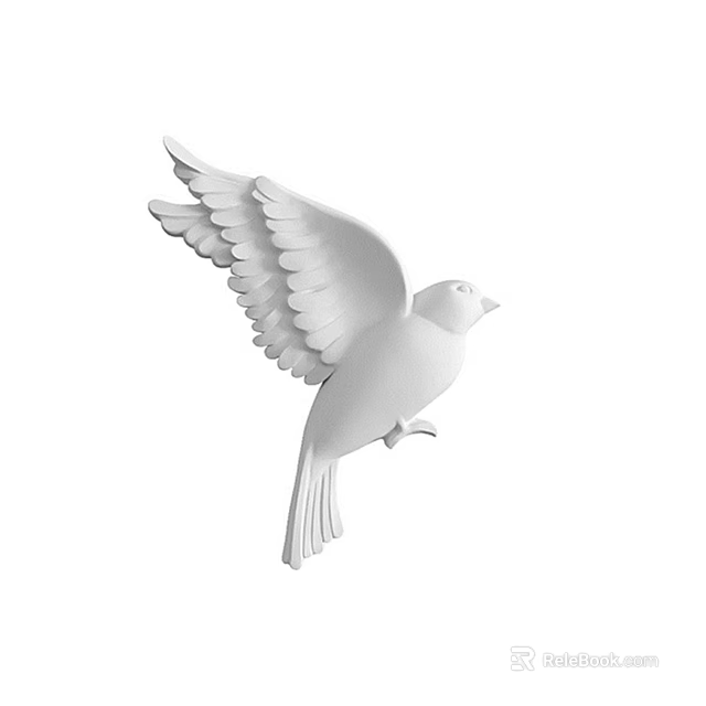 White Bird Shaped Wall Decor with Spread Wings Modern Minimalist Home Interior Design 3d model 