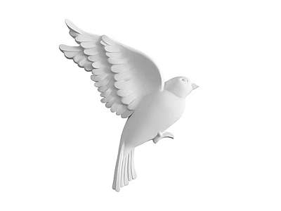 White Bird Shaped Wall Decor with Spread Wings Modern Minimalist Home Interior Design 3d model