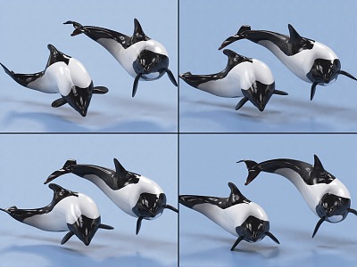 Dolphin with bindings and animations spotted beak head dolphin sea creatures 3d model