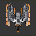 Advanced Futuristic Sci Fi Spaceship With Orange Gray White Modular Mechanical Structure 3d model