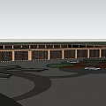 Site Plan Layout Featuring Main Building Green Space And Parking Area Design