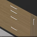 Modern Wooden Storage Cabinet with Drawers Cabinet Doors and Black Countertop