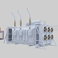 Large Industrial Equipment With Multiple Cooling Fans Structural Pipes And Components 3d model