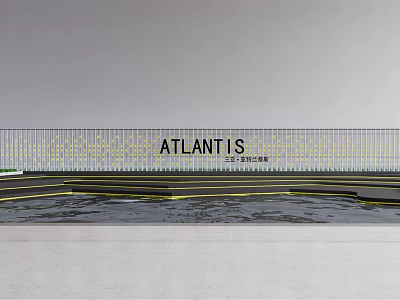 Modern ATLANTIS Feature Wall With Golden Decorative Dots And Waterfront Steps 3d model