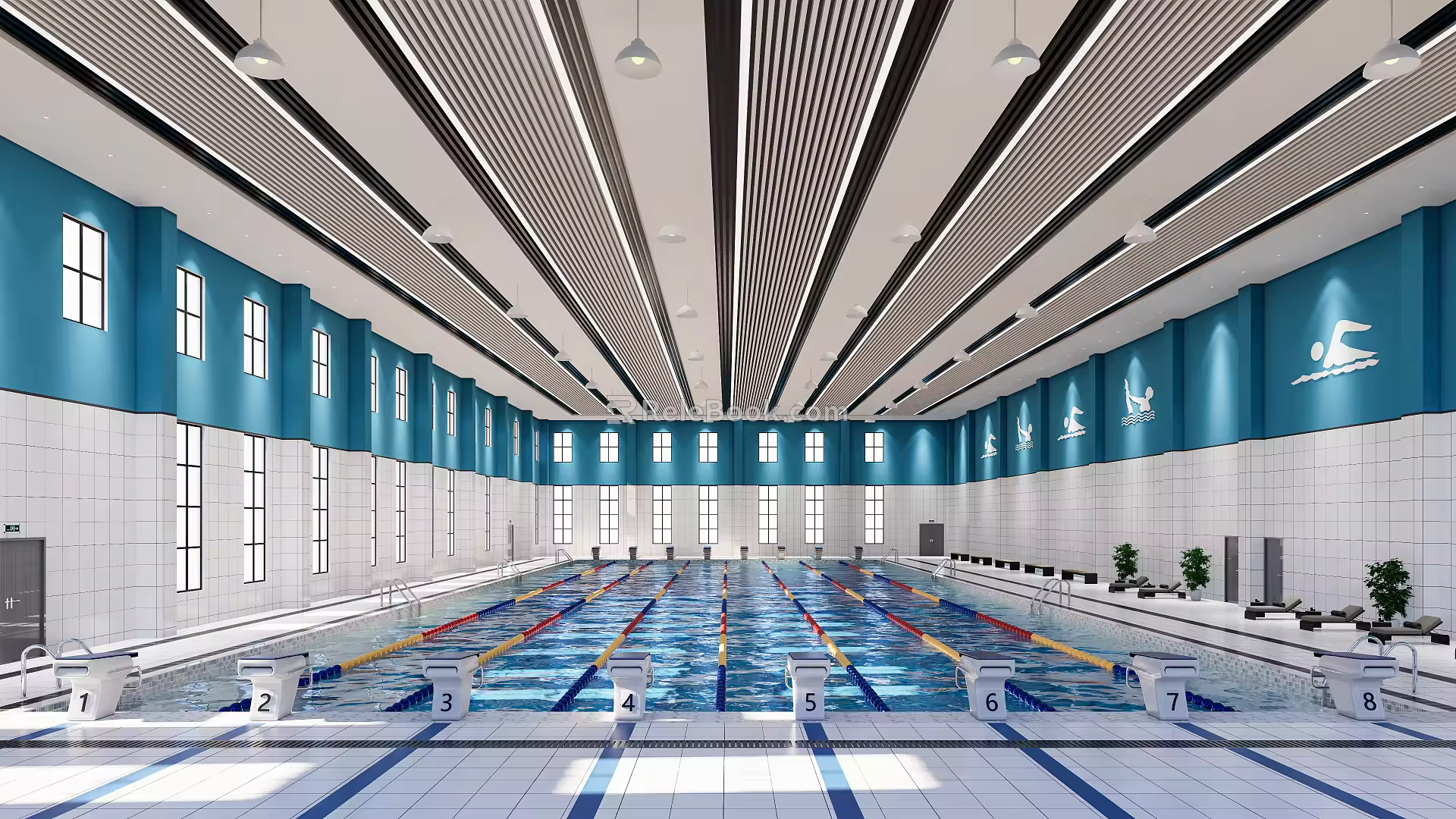modern swimming pool 3d model