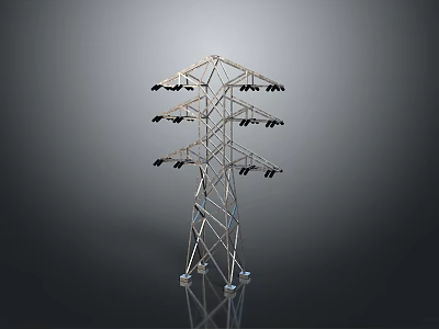 High voltage wire pole wood pole metal pole 3d model