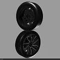 Dual Car Tires Showing Wheel Rim Design And Internal Structure Details
