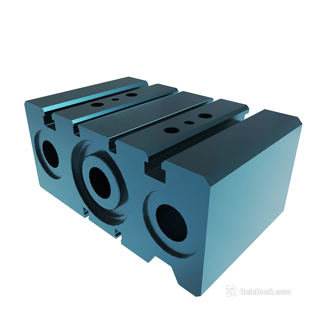 Industrial Blue Metal Component With Multiple Holes And Structural Design 3d model 