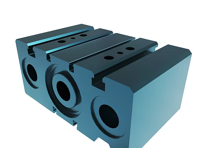 Industrial Blue Metal Component With Multiple Holes And Structural Design 3d model