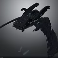 Advanced Dark Futuristic Spacecraft With Large Wing Structure For Interstellar Missions