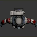 Sci-Fi Mechanical Robot With Red White Armor Helmet And Mechanical Arms 3d model