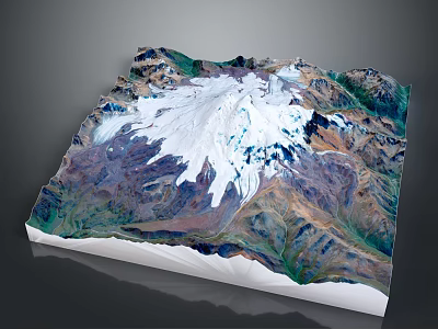 3D Natural Landscape Model With Snow Capped Mountain Range Glaciers And Valleys 3d model