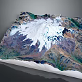 3D Natural Landscape Model With Snow Capped Mountain Range Glaciers And Valleys