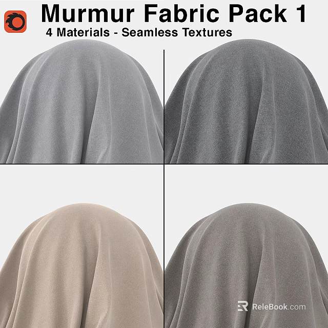 Gray Beige Colored Fabric Headscarf Components With Soft Draping Textures 3d model