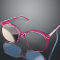 Pink Round Frame Glasses With Transparent Frame And Light Lenses 3d model