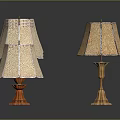 Elegant Set Of Six Vintage Decorative Lamps With White Shades And Orange Bases