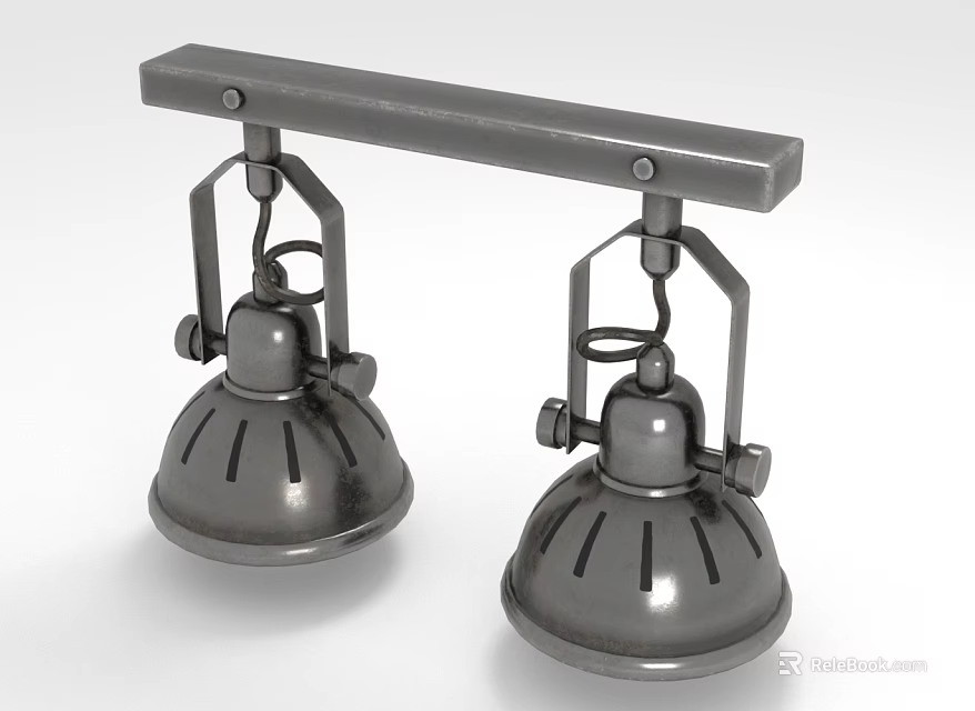 Industrial Style Furniture Pendant Lights With Metal Bell Shades And Dual Fixture Design 3d model 