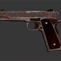 Vintage Rusted Metal Pistol With Wooden Grip And Classic Design
