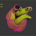 Detailed 3D Model of Human Heart with Red Pink Tissues and Blood Vessels