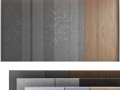 Modern Background Wall Panel Design With Gray Textures And Wood Grain For Interior Decoration 3d model