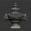 Ornate Stone Decorative Urn With Intricate Carvings Pedestal Base And Ornate Top