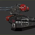 Futuristic Mechanical Weapon Featuring Multiple Barrels Red Circular Component And Metallic Structure 3d model
